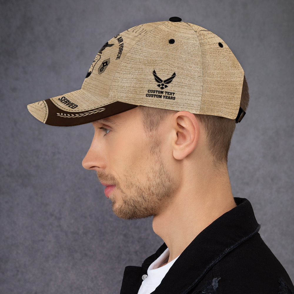 Custom Ranks/Insignia, Personalized Name And Years Served All Over Prints Premium Classic Cap JAOVC20