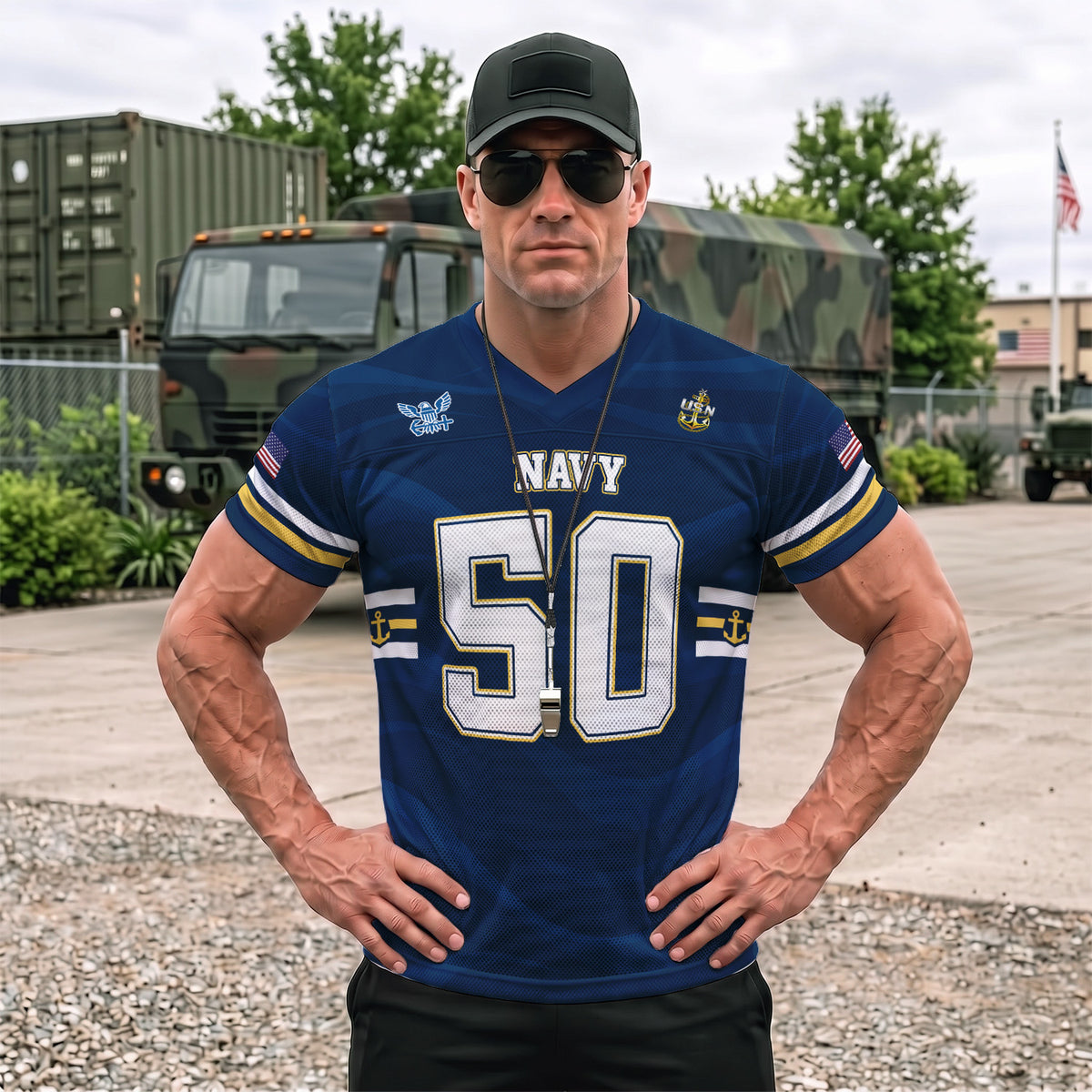 U.S. Navy Sports Jersey Custom Military Rank Text and Jersey Number
