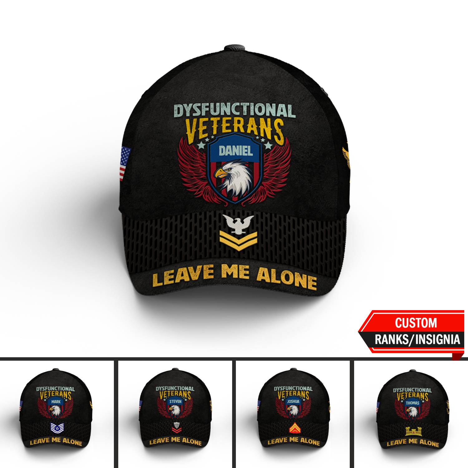 Custom Ranks/Insignia, Personalized Name And Years Served All Over Prints Premium Classic Cap KAOVC23