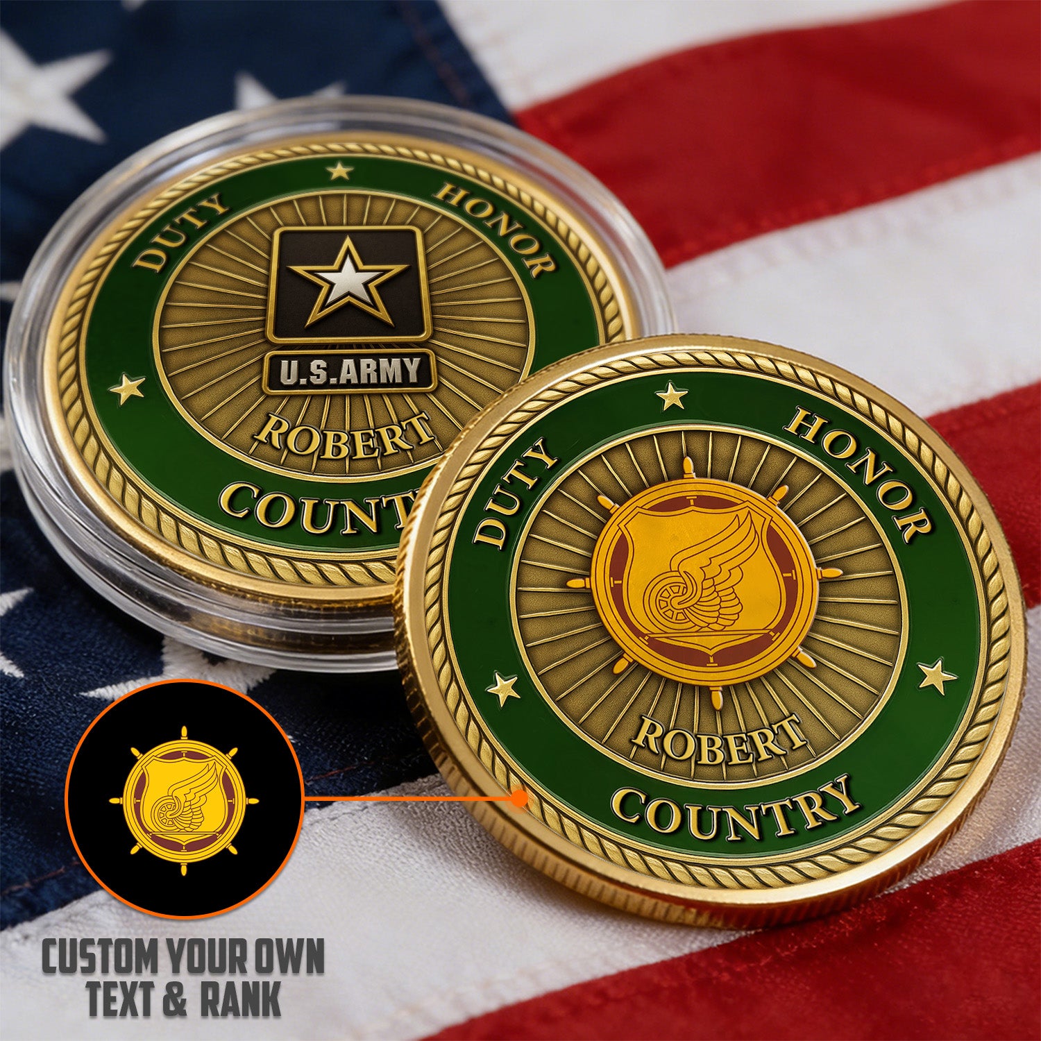 Personalized Challenge Coin US Army Rank Name Gift