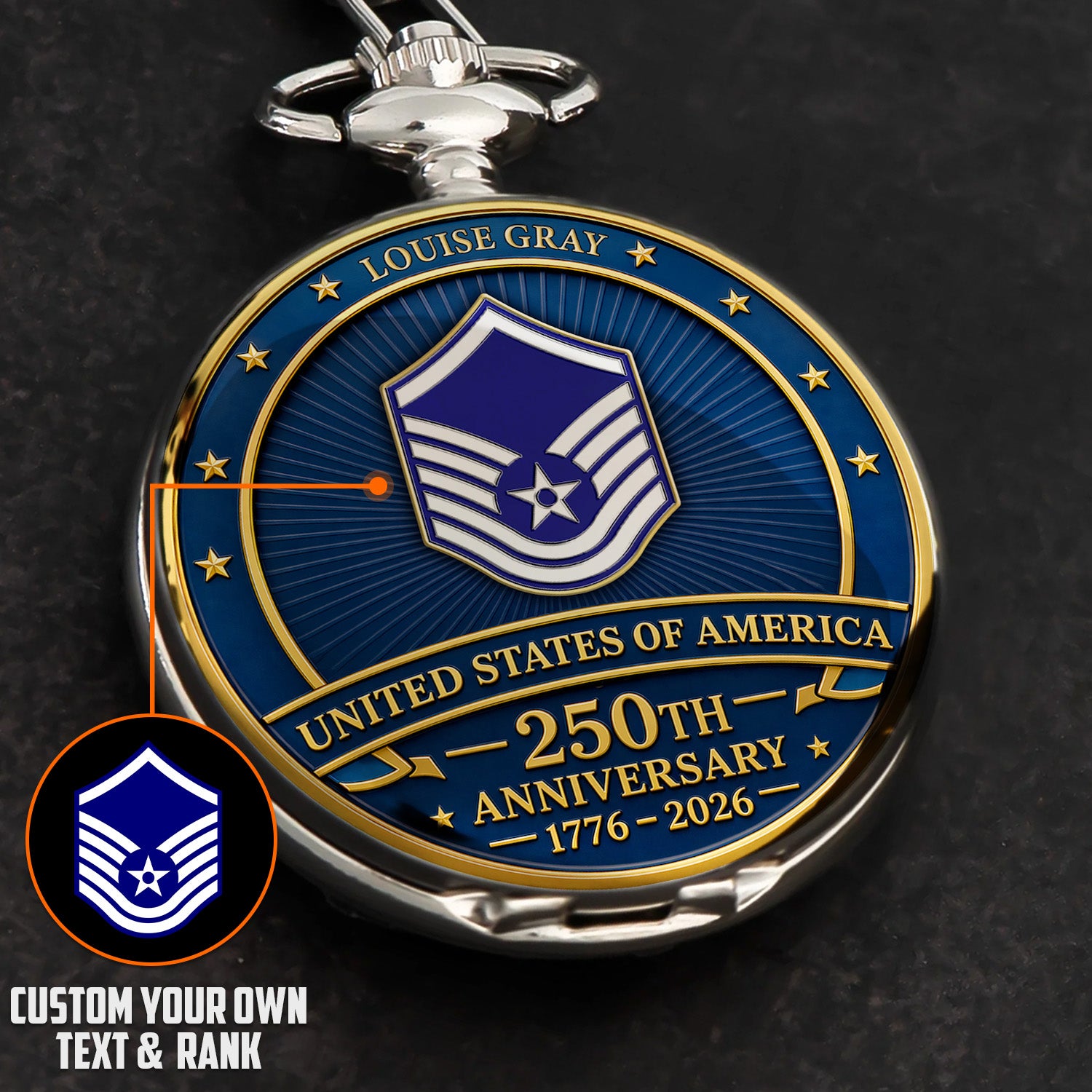 Personalized US Air Force Service Pocket Watch Gift