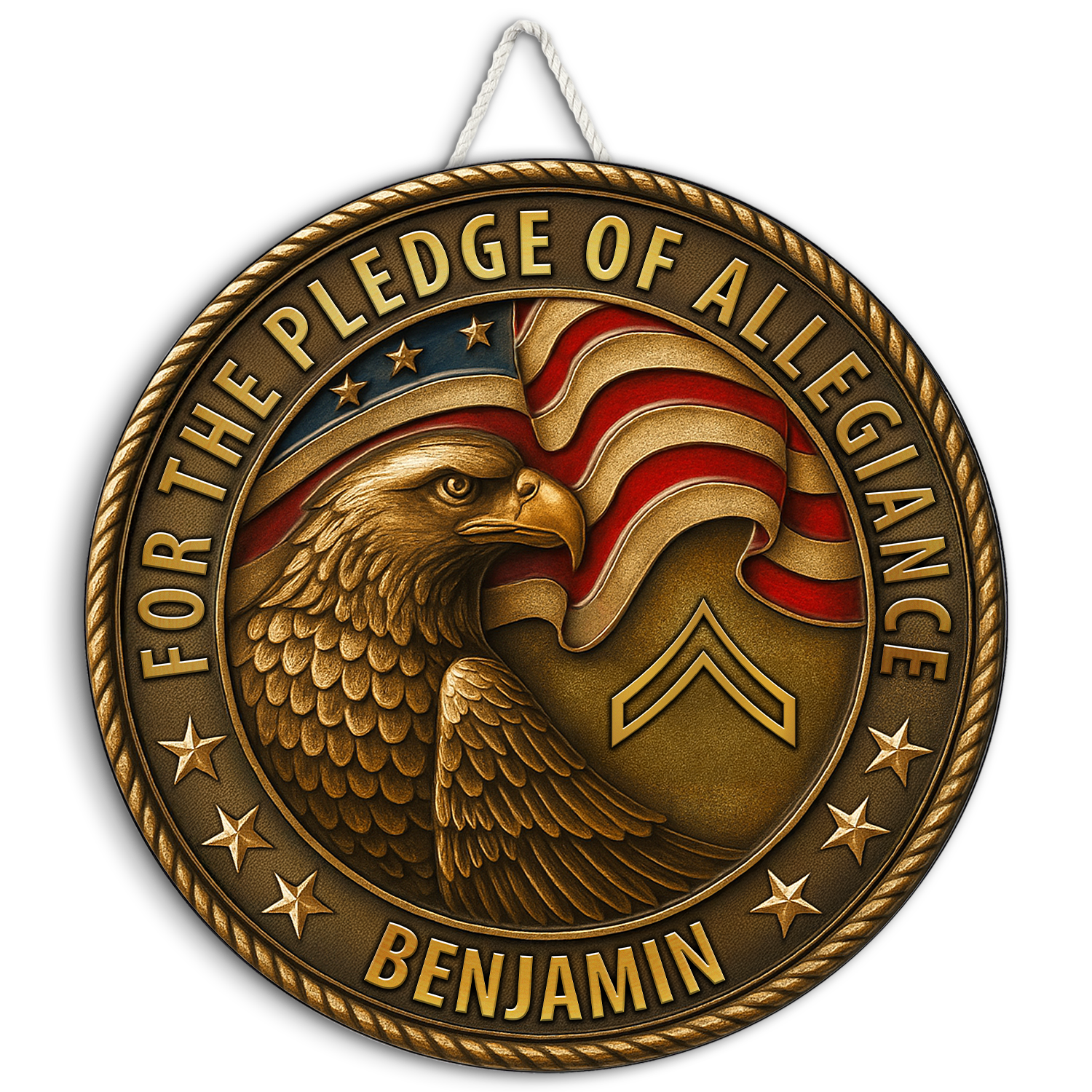 For the Pledge of Allegiance, Custom Military Rank & Name