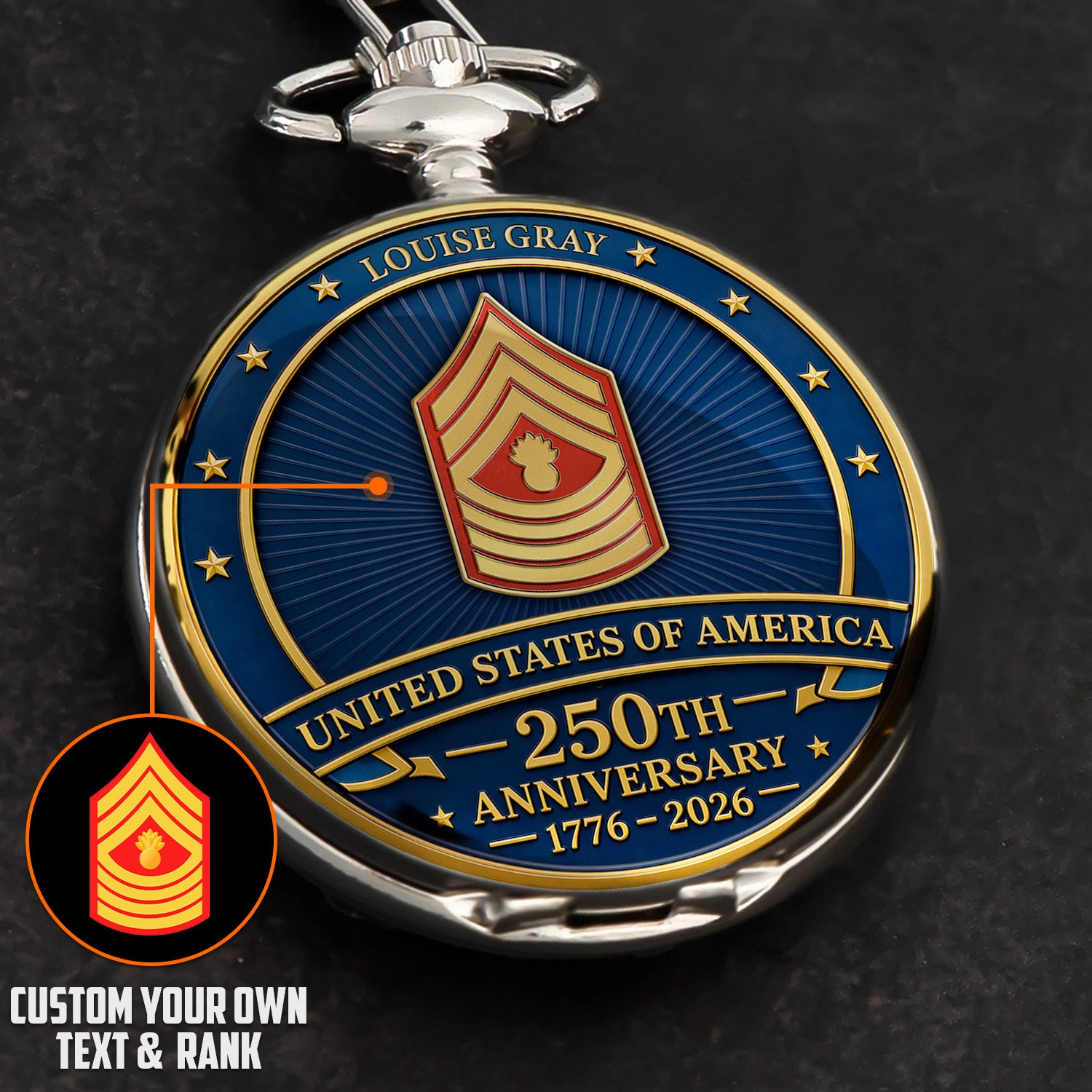 Personalized USMC Service Pocket Watch Veteran Gift