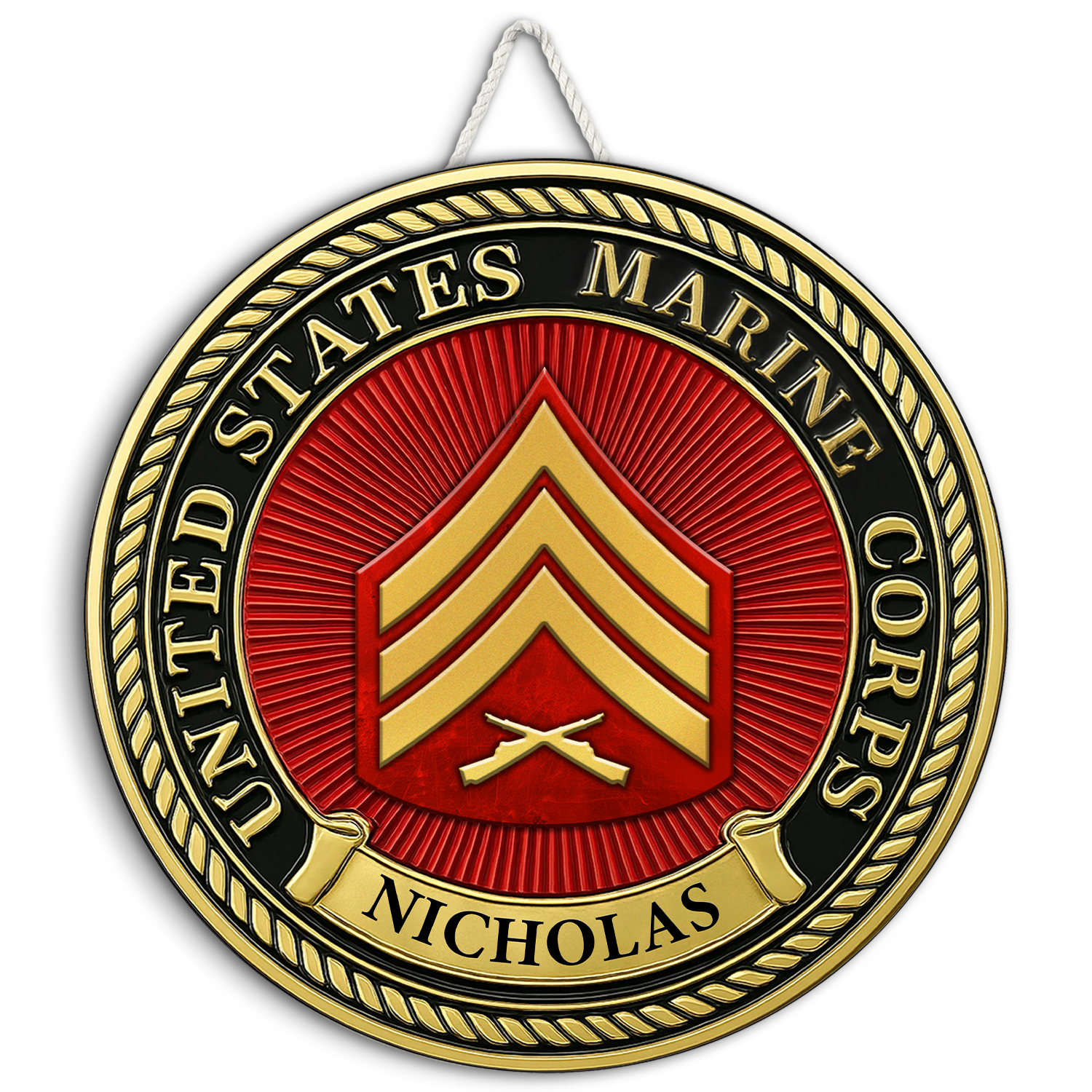 Personalized MARlNE Corps Wooden Sign – Custom Rank & Name Military Wall Art