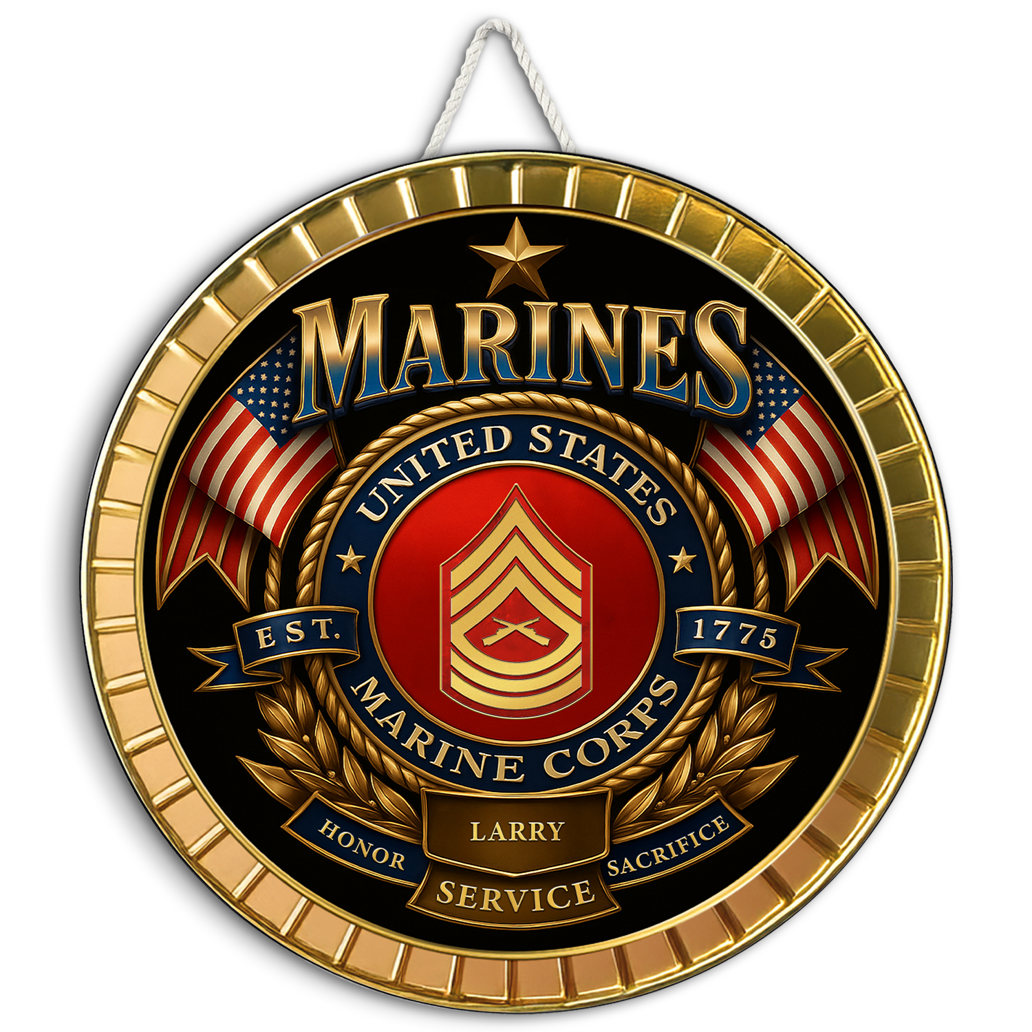 U.S. Marine Corps Wooden Sign – Personalized Rank & Name Tribute for Veterans