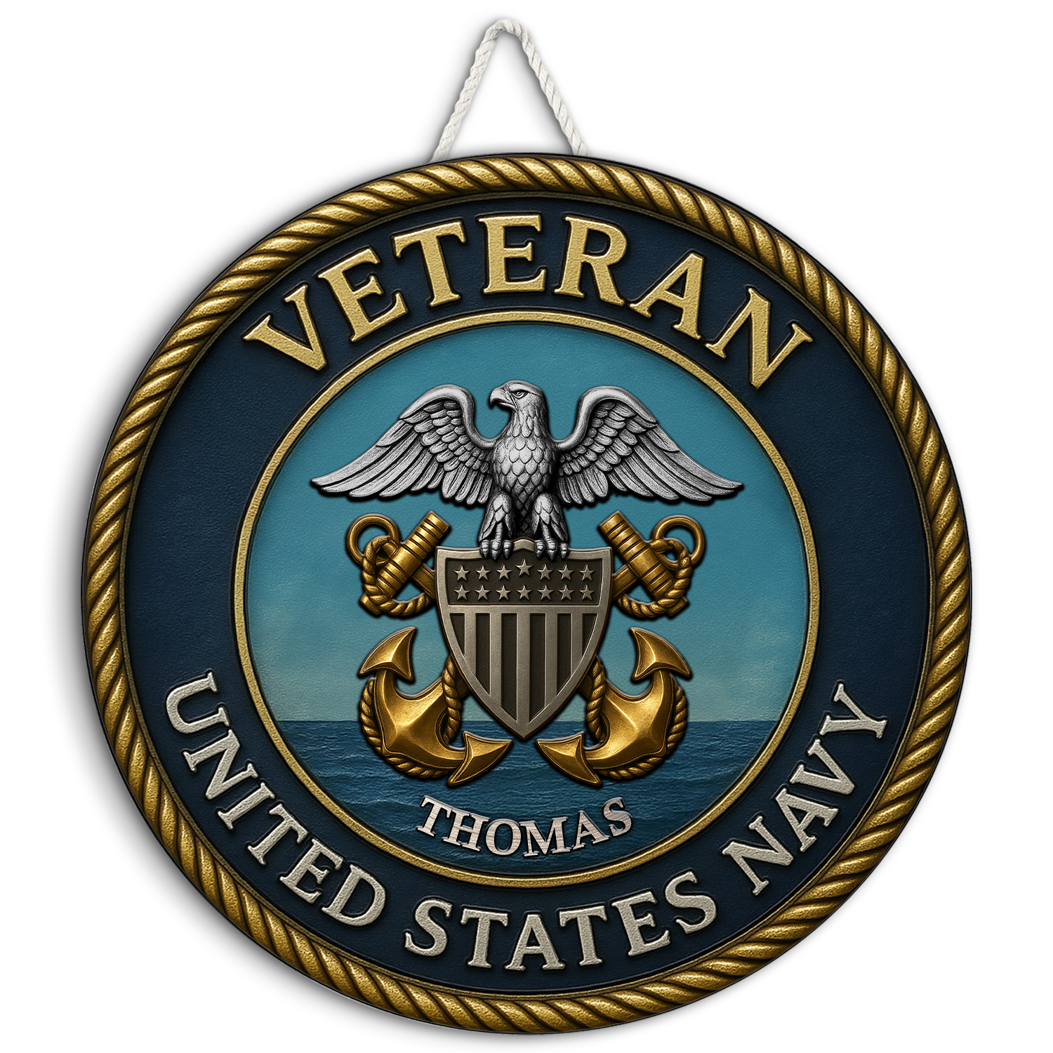 US Navy Veteran & Retired - Personalized Round Wooden Sign