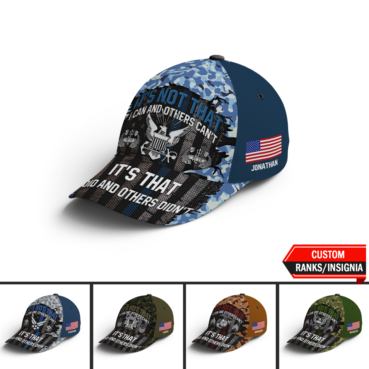 Custom Ranks/Insignia, Personalized Name And Years Served All Over Prints Premium Classic Cap KAOVC20