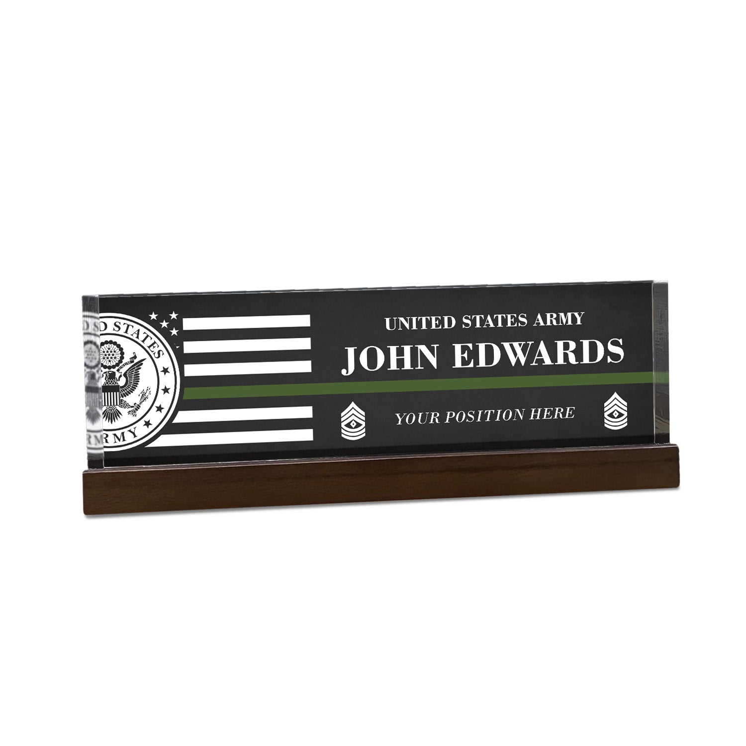 US Army Custom Desk Plaque – Personalized Name & Rank