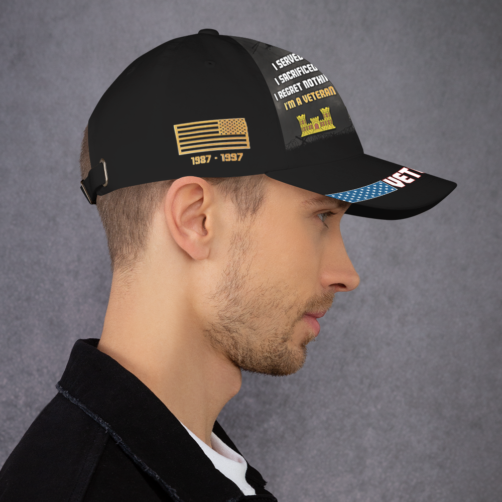 Custom Ranks/Insignia, Personalized Name And Years Served All Over Prints Premium Classic Cap KAOVC16