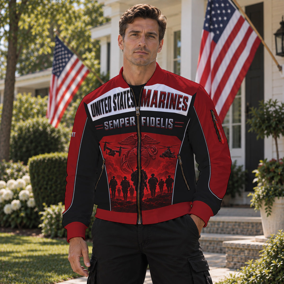 Custom Name Rank U.S. Marine Corps Military Bomber Jacket
