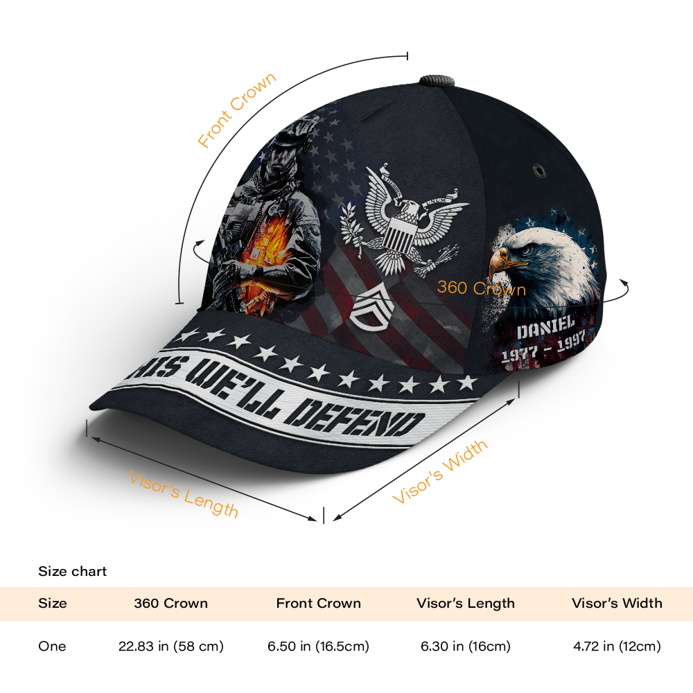 Custom Ranks/Insignia, Personalized Name And Years Served All Over Prints Premium Classic Cap KAOVC24
