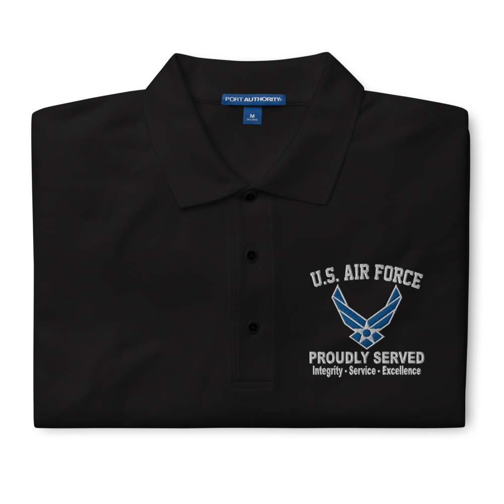 Custom US Air Force Ranks, Insignia Core Values Embroidered Port Authority Polo Shirt