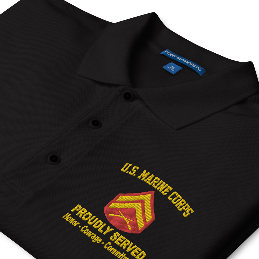 Custom MARlNE Ranks, Insignia Core Values Embroidered Port Authority Polo Shirt