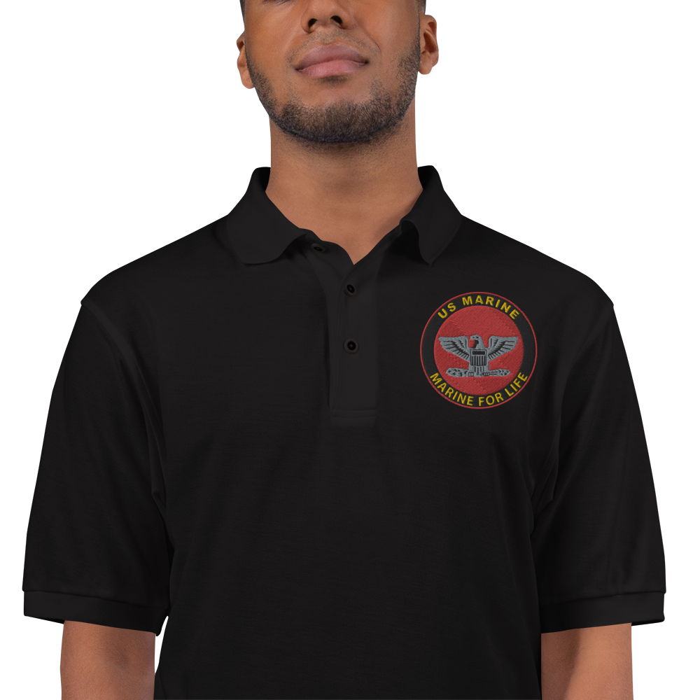 Custom MARlNE Ranks, Insignia Marine For Life Embroidered Port Authority Polo Shirt