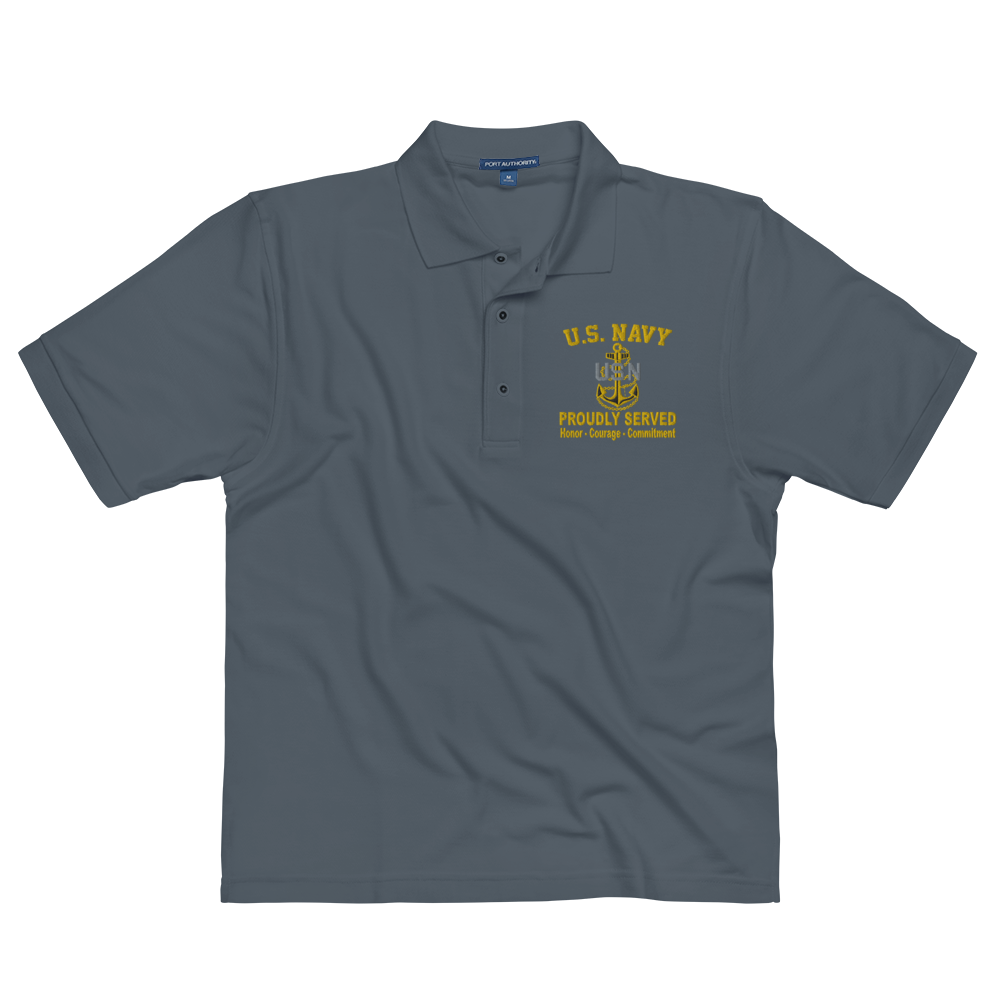 Custom US Navy Ranks, Insignia Core Values Embroidered Port Authority Polo Shirt