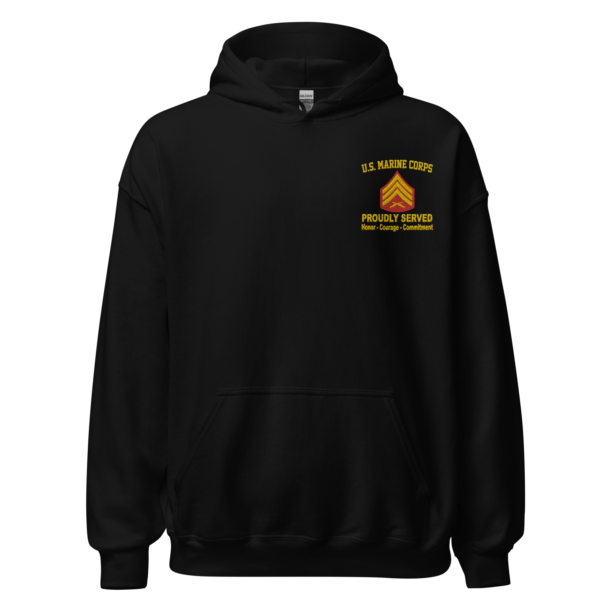 Custom US Marine Corps Ranks, Insignia Core Values Embroidered Unisex Hoodie