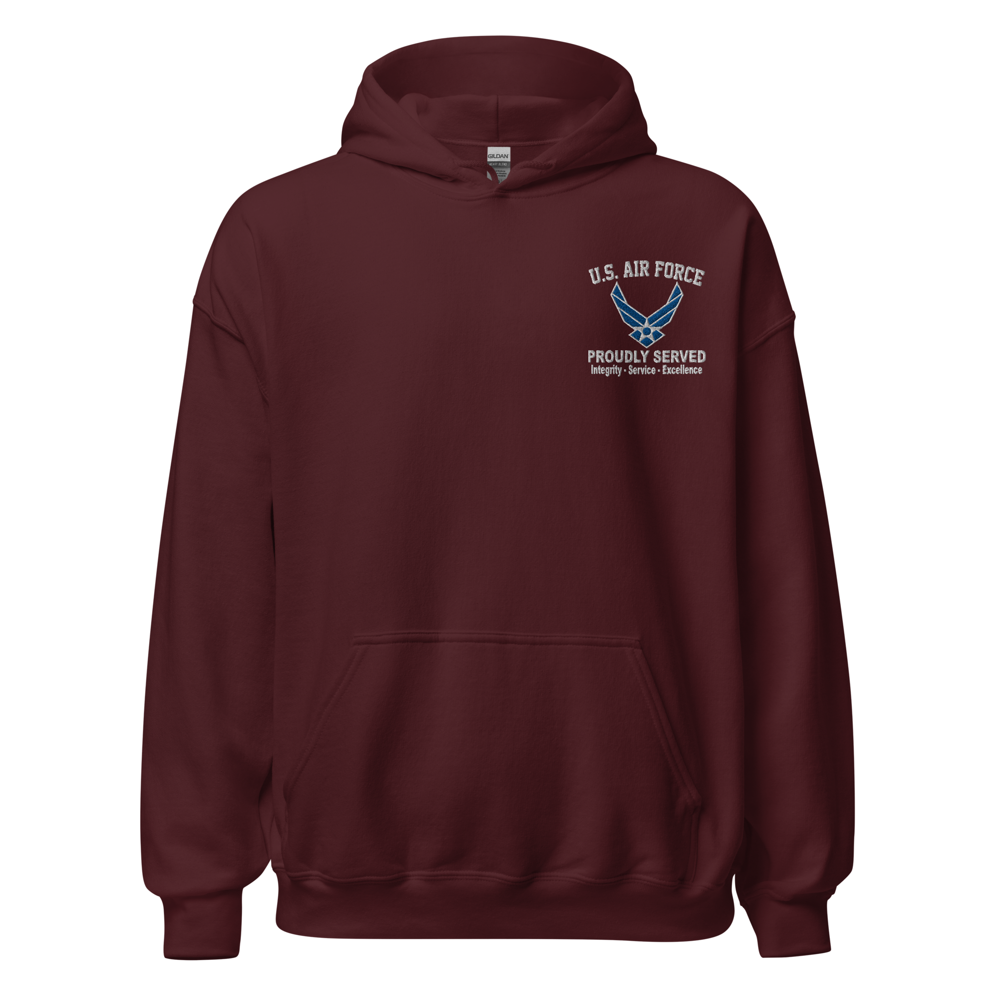 Custom US Air Force Ranks, Insignia Core Values Embroidered Unisex Hoodie
