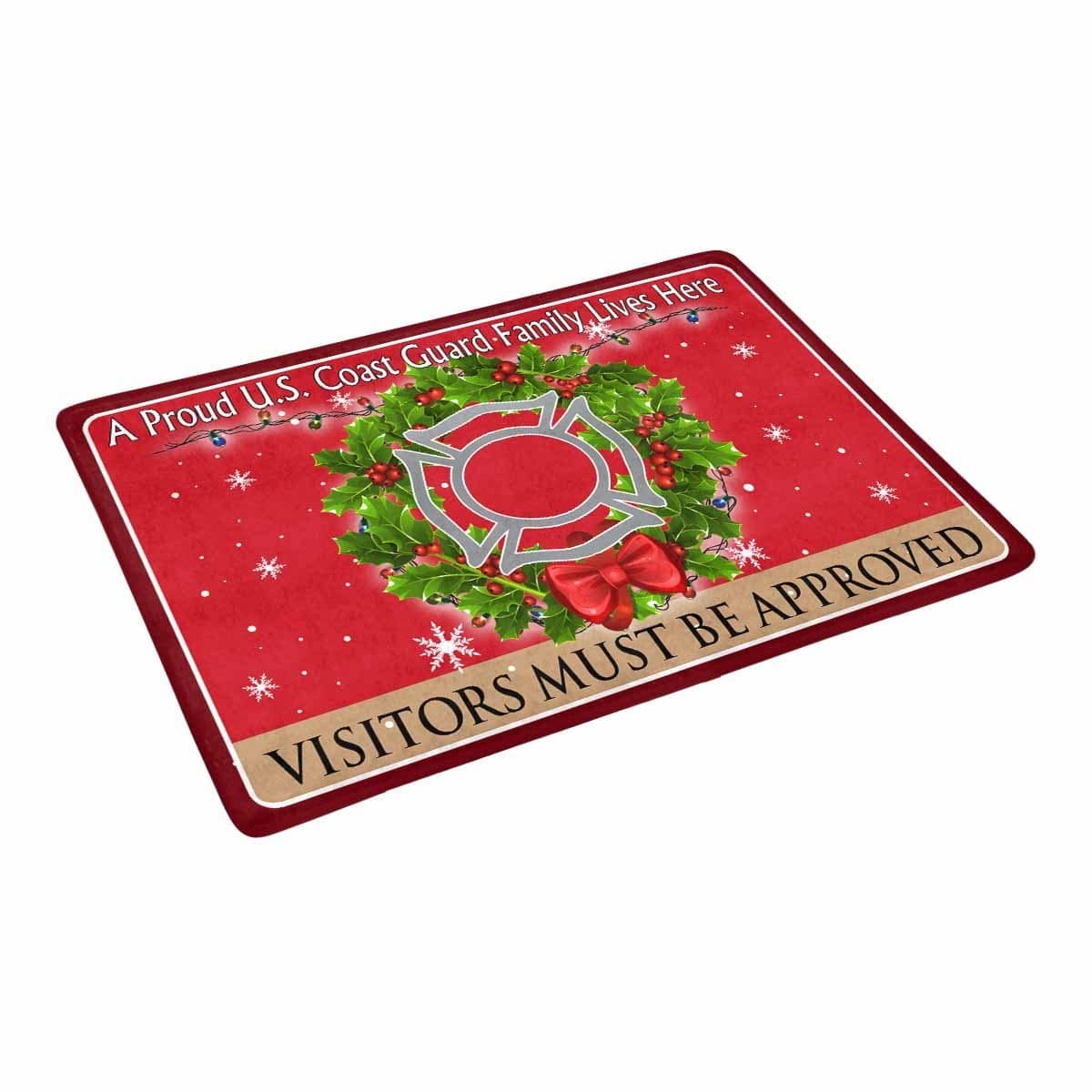US Coast Guard Fire and Safety Specialist FF Logo - Visitors must be approved Christmas Doormat-Doormat-USCG-Rate-Veterans Nation