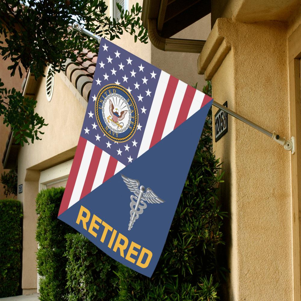 US Navy Hospital Corpsman Navy HM Retired House Flag 28 inches x 40 inches Twin-Side Printing-HouseFlag-Navy-Rate-Veterans Nation