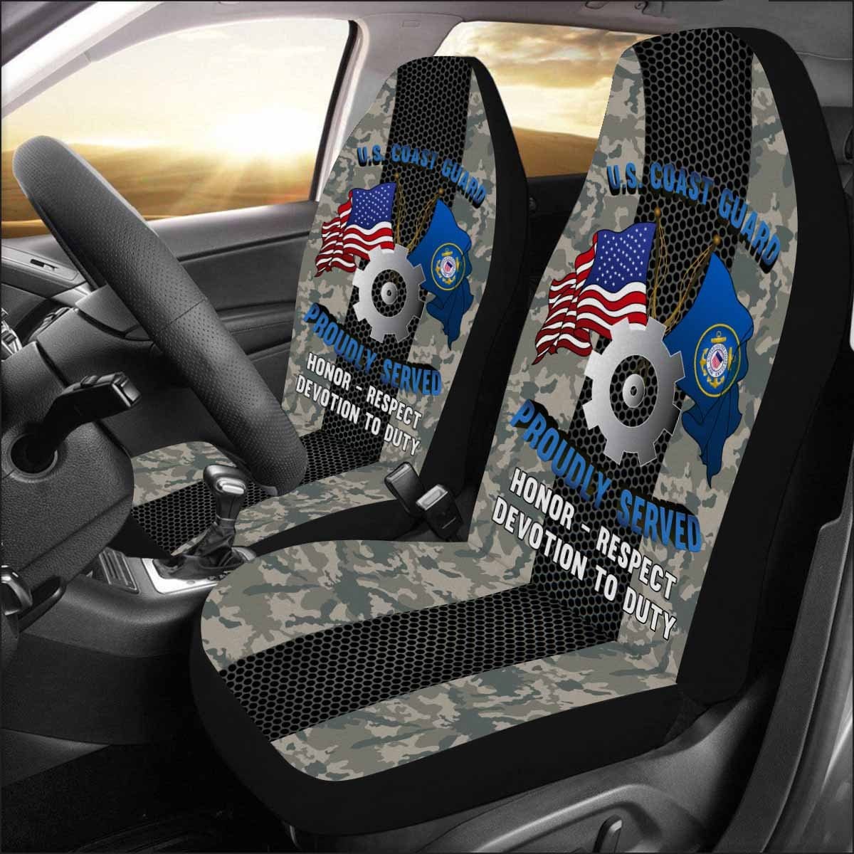 US Coast Guard Machinery Technician MK Logo Proudly Served - Car Seat Covers (Set of 2)-SeatCovers-USCG-Rate-Veterans Nation