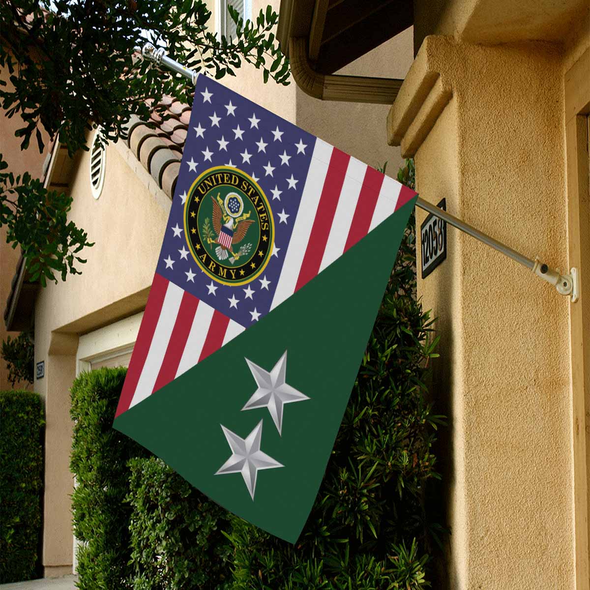 US Army O-8 Major General O8 MG House Flag 28 Inch x 40 Inch 2-Side Printing-HouseFlag-Army-Ranks-Veterans Nation