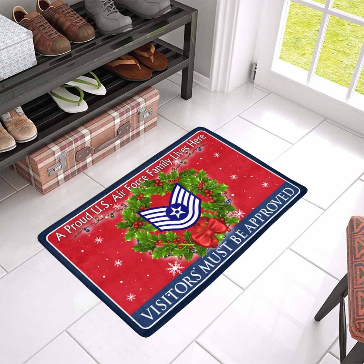 US Air Force E-6 Technical Sergeant TSgt E6 Noncommissioned Officer Ranks AF Rank - Visitors must be approved - Christmas Doormat-Doormat-USAF-Ranks-Veterans Nation