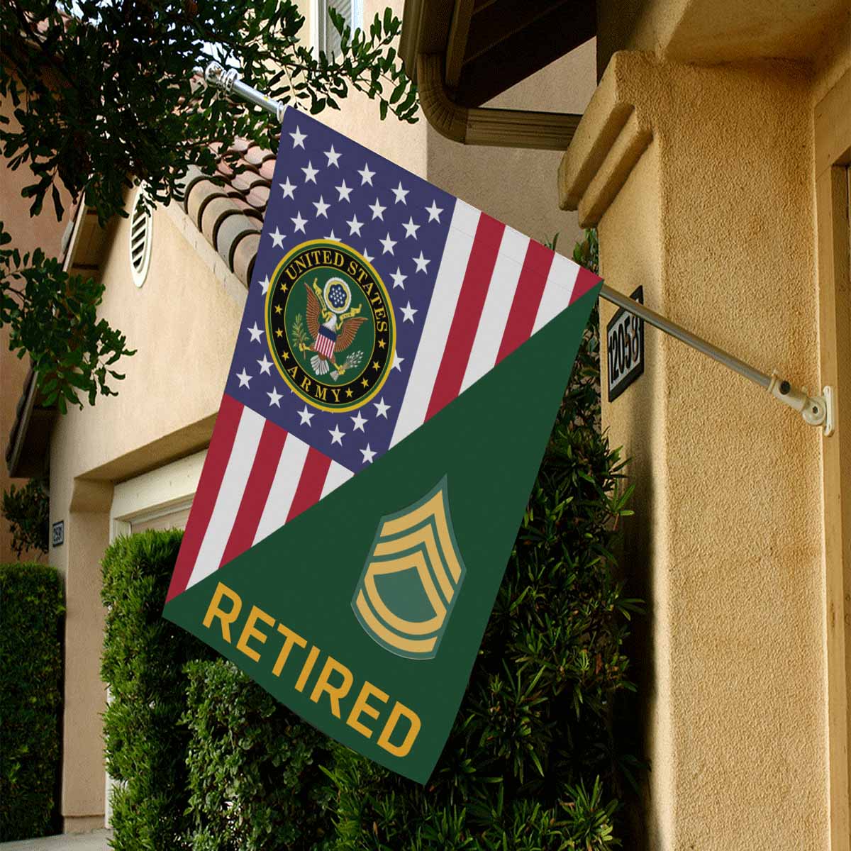 US Army E-7 Sergeant First Class E7 SFC Retired House Flag 28 Inch x 40 Inch 2-Side Printing-HouseFlag-Army-Ranks-Veterans Nation
