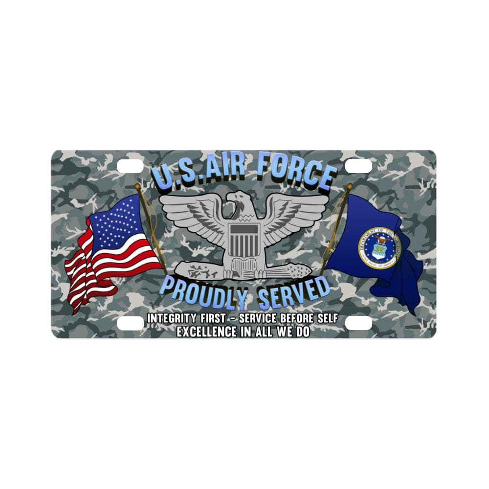 US Air Force O-6 Colonel Col O6 Field Officer Clas Classic License Plate-LicensePlate-USAF-Ranks-Veterans Nation