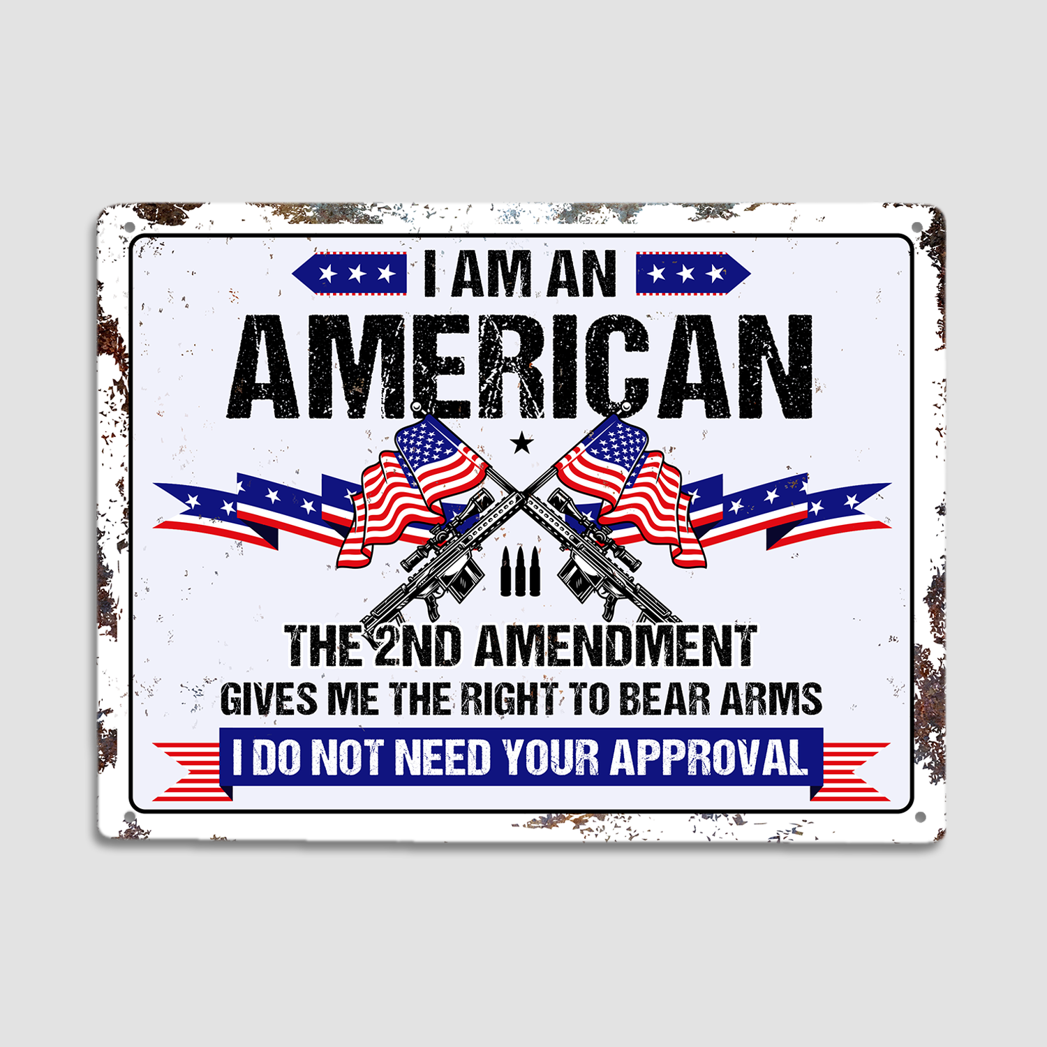 I Am An American The 2nd Amendment Metal Sign-MetalSign-AllBranch-Veterans Nation