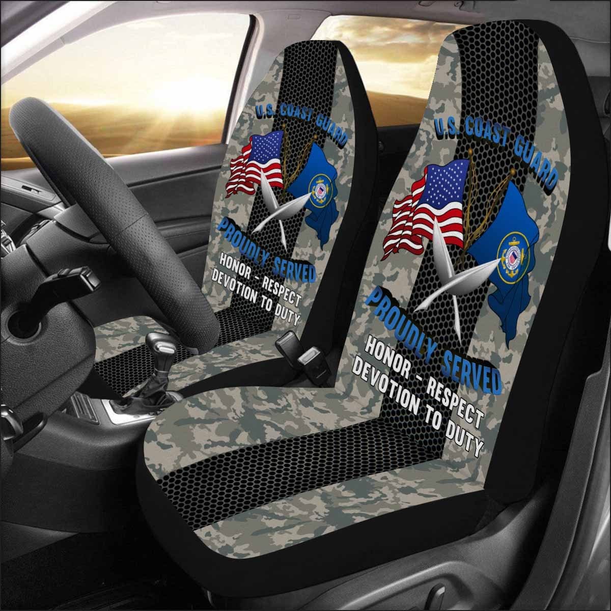 US Coast Guard Yeoman YN Logo Proudly Served - Car Seat Covers (Set of 2)-SeatCovers-USCG-Rate-Veterans Nation