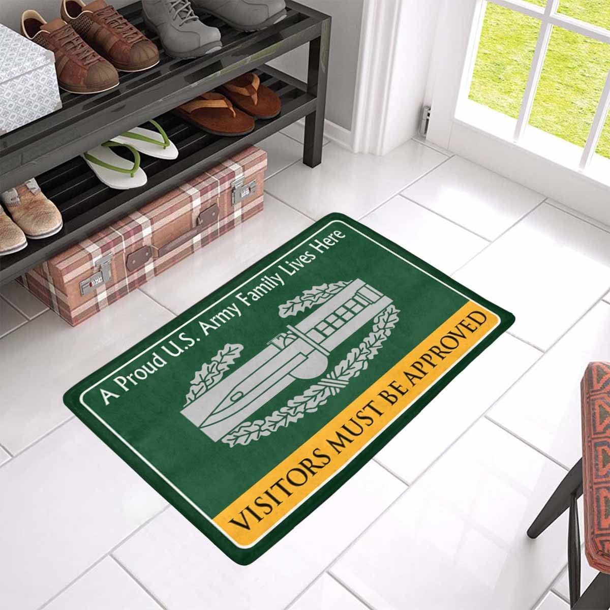 US Army Combat Action Badge Family Doormat - Visitors must be approved Doormat (23.6 inches x 15.7 inches)-Doormat-Army-Branch-Veterans Nation