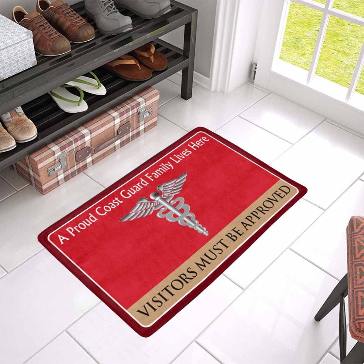 US Coast Guard Health Services Technician HS Logo Family Doormat - Visitors must be approved (23.6 inches x 15.7 inches)-Doormat-USCG-Rate-Veterans Nation