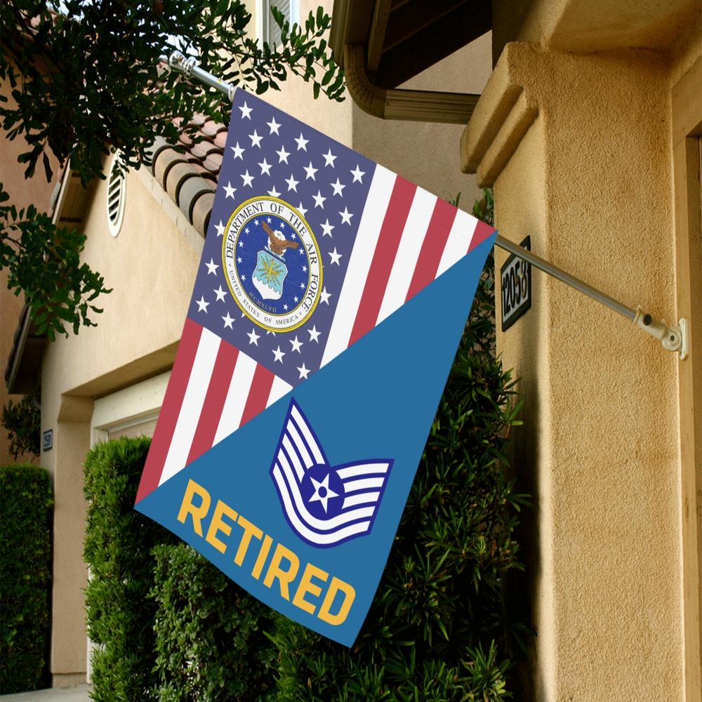 US Air Force E-6 Technical Sergeant TSgt Retired House Flag 28 inches x 40 inches Twin-Side Printing-HouseFlag-USAF-Ranks-Veterans Nation