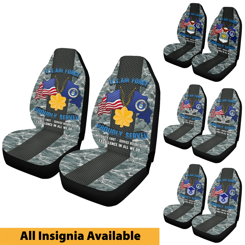US Air Force Insignia Proudly Served Core Values Car Seat Covers (Set of 2)-SeatCovers-USAF-Veterans Nation