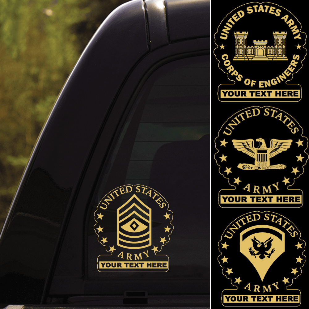 US Army Insignia - Personalized Clear Stickers-Decal-Personalized-Army-Veterans Nation