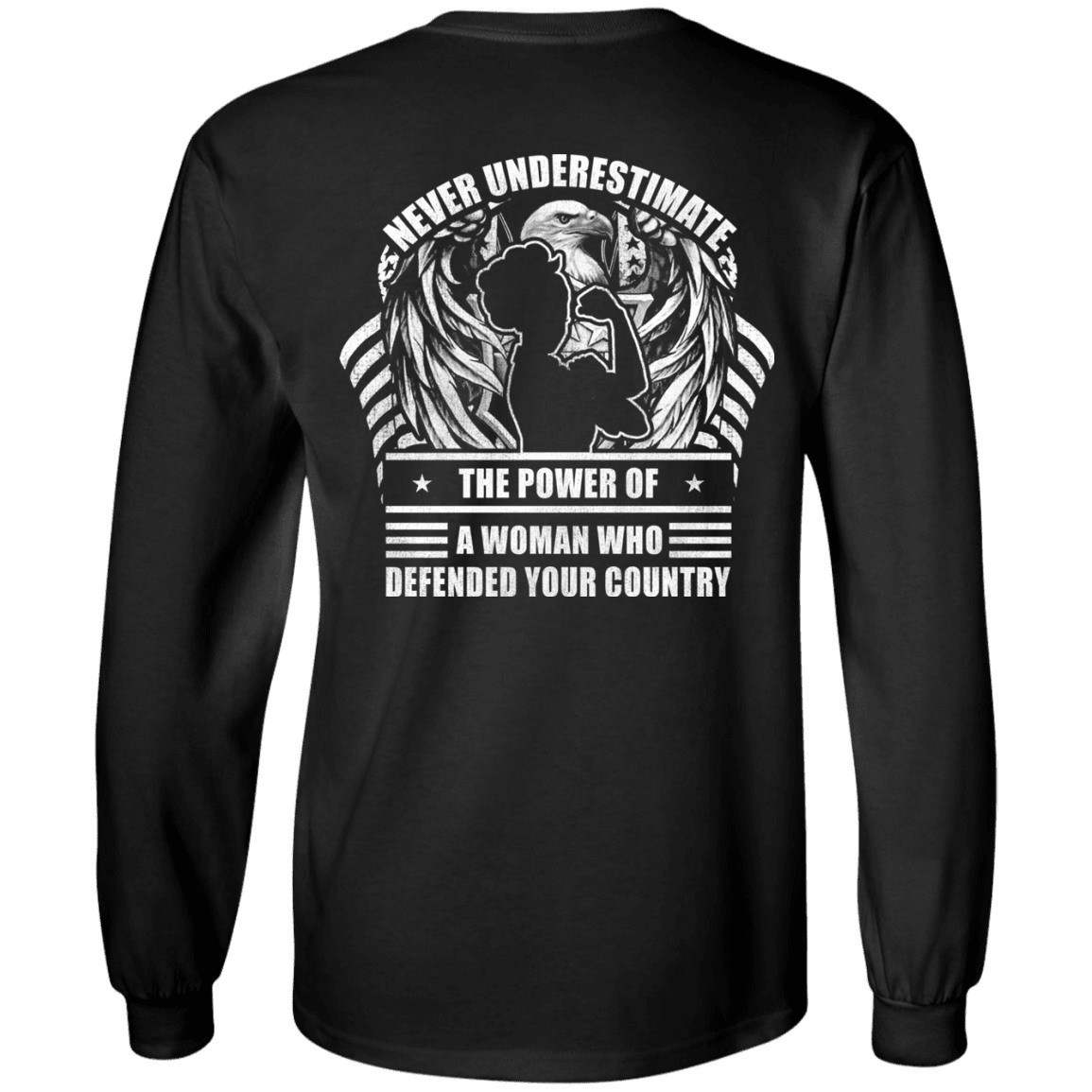 Military T-Shirt "Never Underestimate A Woman Who Defended Your Country Women Back"-TShirt-General-Veterans Nation