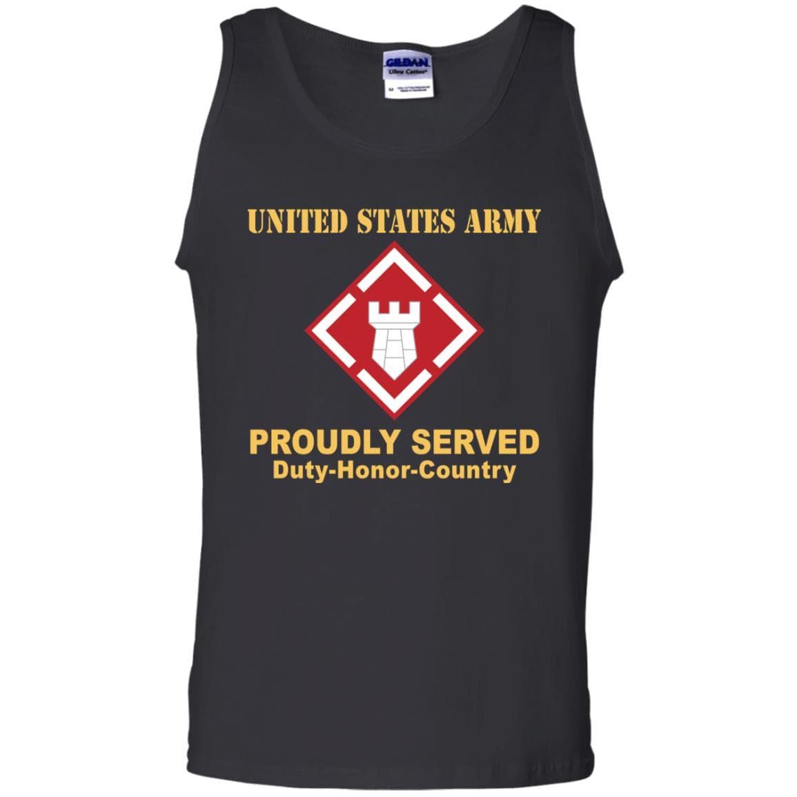 US ARMY 20TH ENGINEER BRIGADE WITH AIRBORNE TAB- Proudly Served T-Shirt On Front For Men-TShirt-Army-Veterans Nation