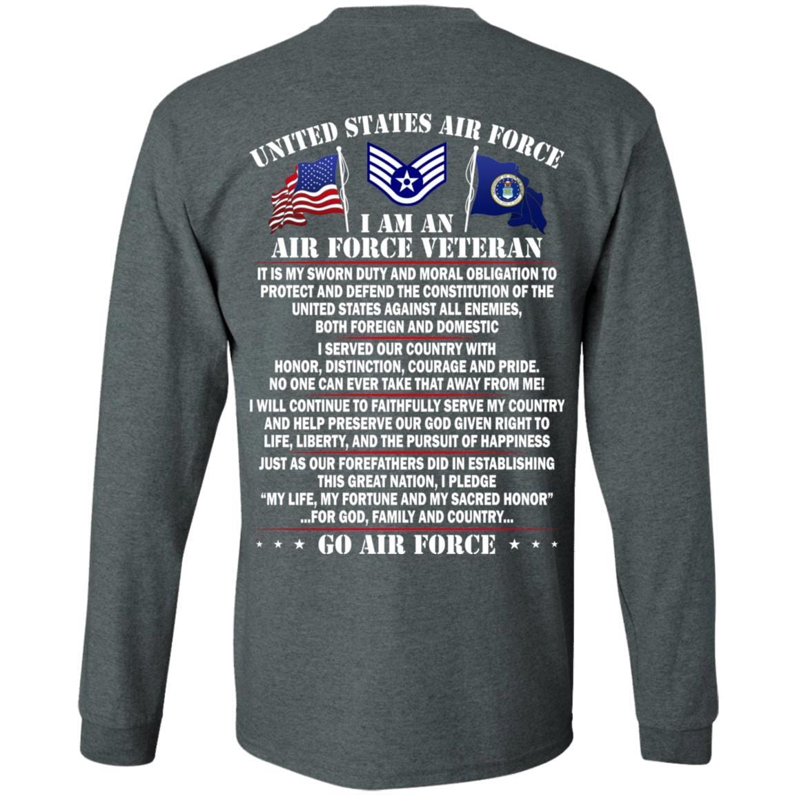 US Air Force E-5 Staff Sergeant SSgt E5 Noncommissioned Officer Ranks AF Rank - Go Air Force T-Shirt On Back-TShirt-USAF-Veterans Nation