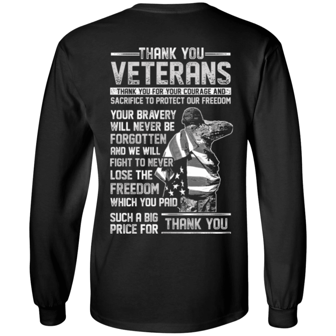 Military T-Shirt "Thank You Veterans" - Men Back-TShirt-General-Veterans Nation