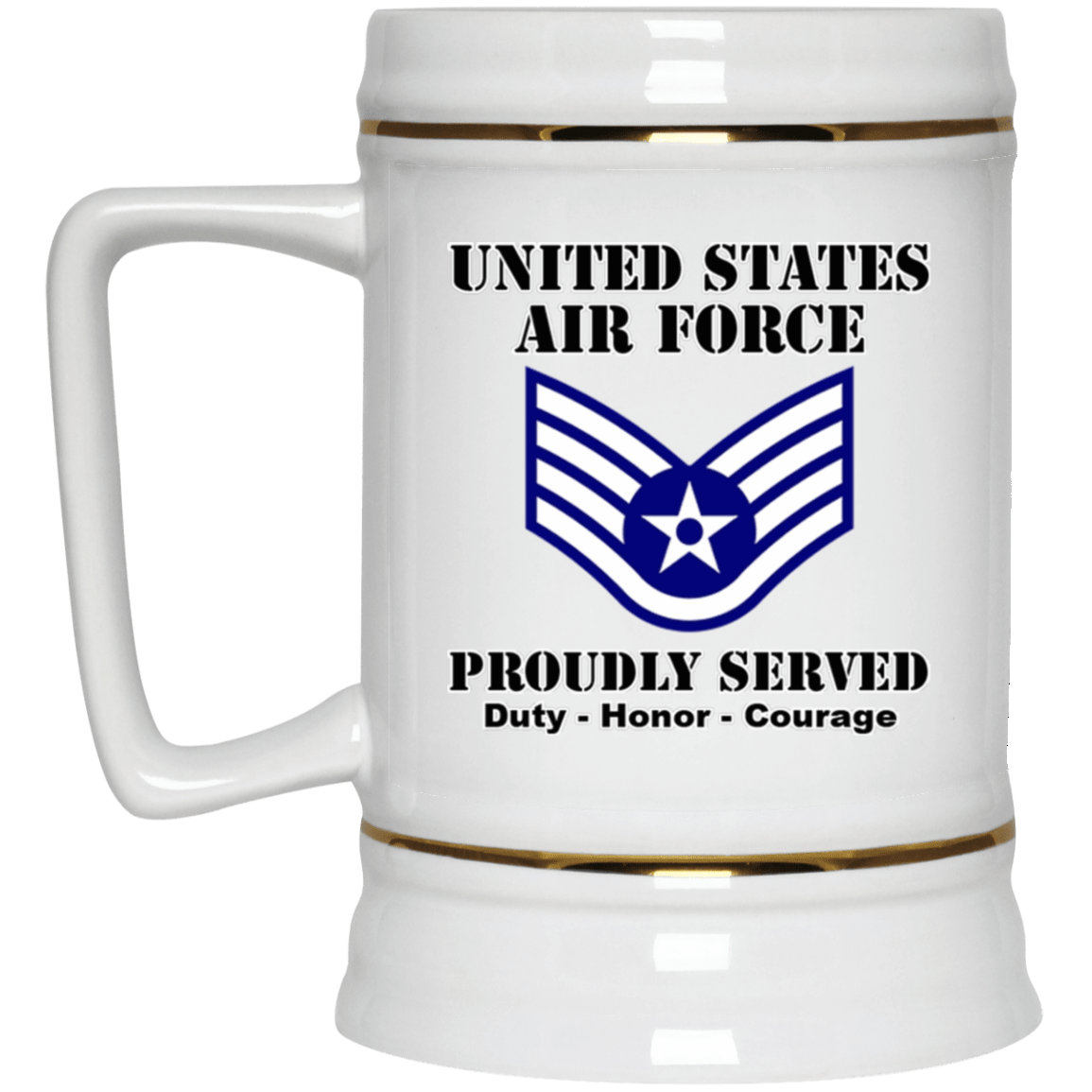 US Air Force E-5 Staff Sergeant SSgt E5 Noncommissioned Officer Ranks White Coffee Mug - Stainless Travel Mug-Mug-USAF-Ranks-Veterans Nation