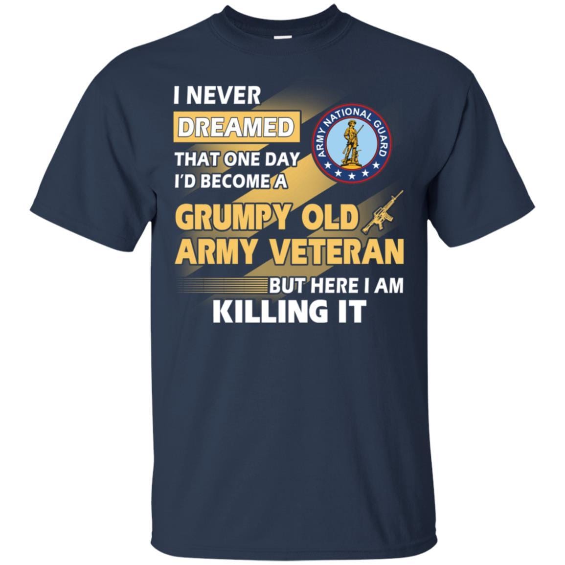 US Army T-Shirt "National Guard Grumpy Old Veteran" On Front-TShirt-Army-Veterans Nation