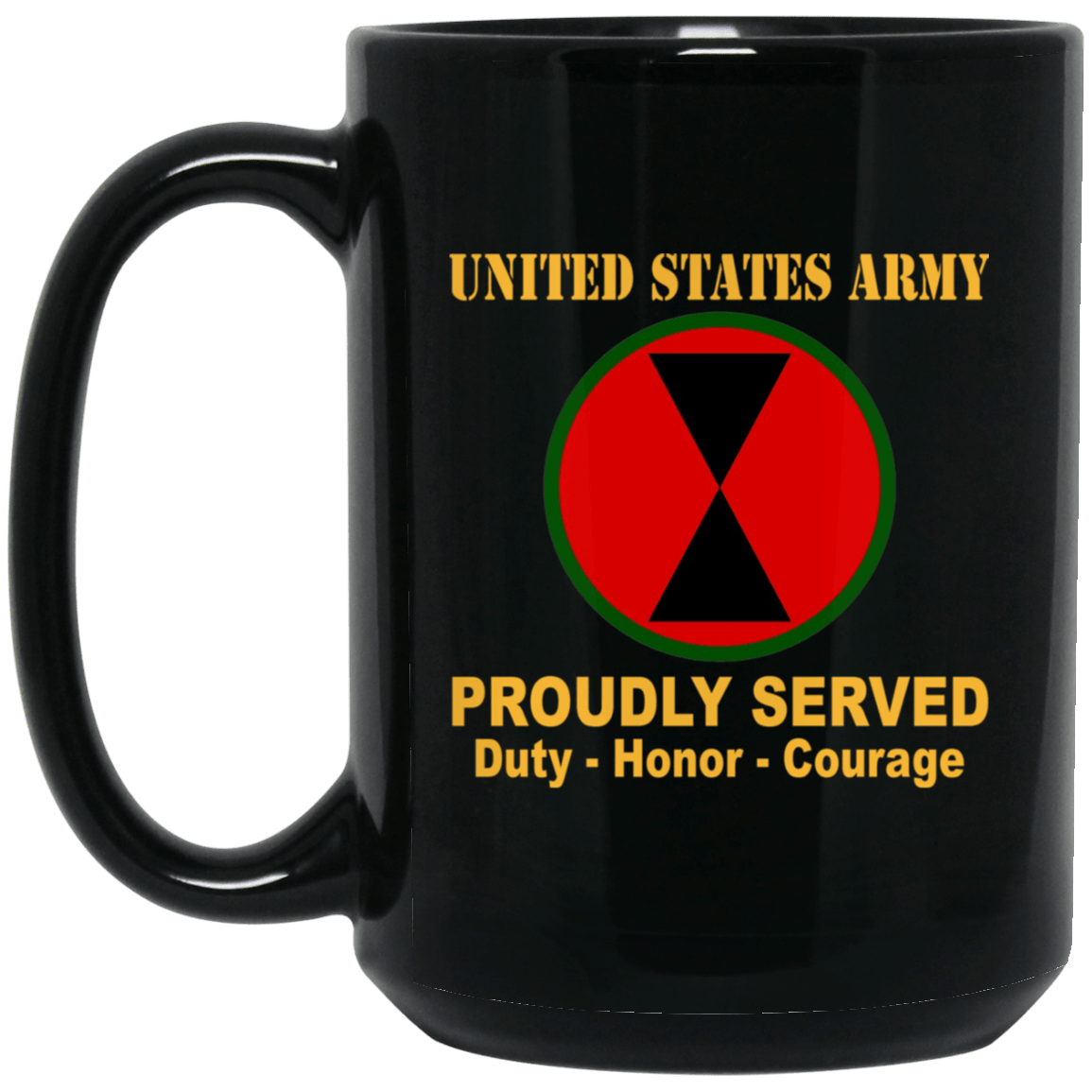 U.S. Army 7th Infantry Division 11 oz - 15 oz Black Mug-Mug-Army-CSIB-Veterans Nation