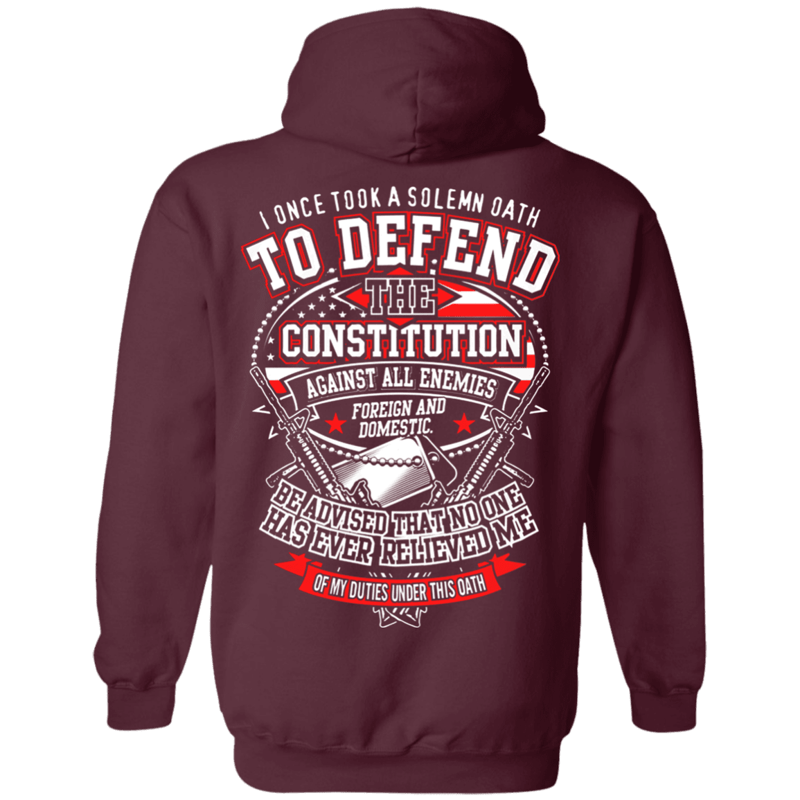 Military T-Shirt "I Once Tool A Solemn Oath to Defend The Constitution" Men Back-TShirt-General-Veterans Nation