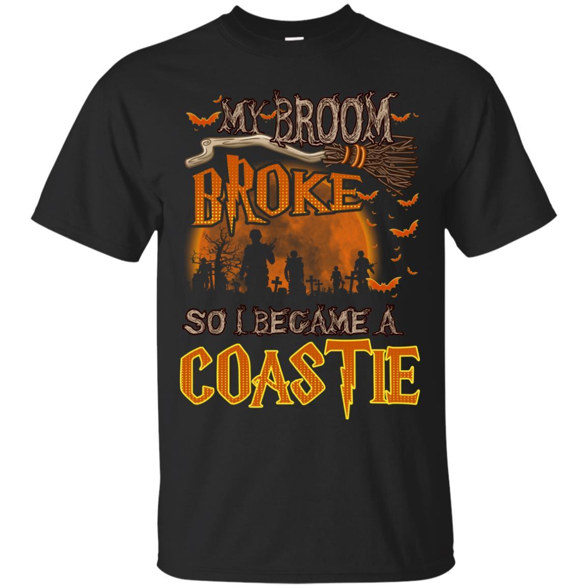 My Broom Broke So I Became A Coastie US Coast Guard Men T Shirt On Front-TShirt-USCG-Veterans Nation