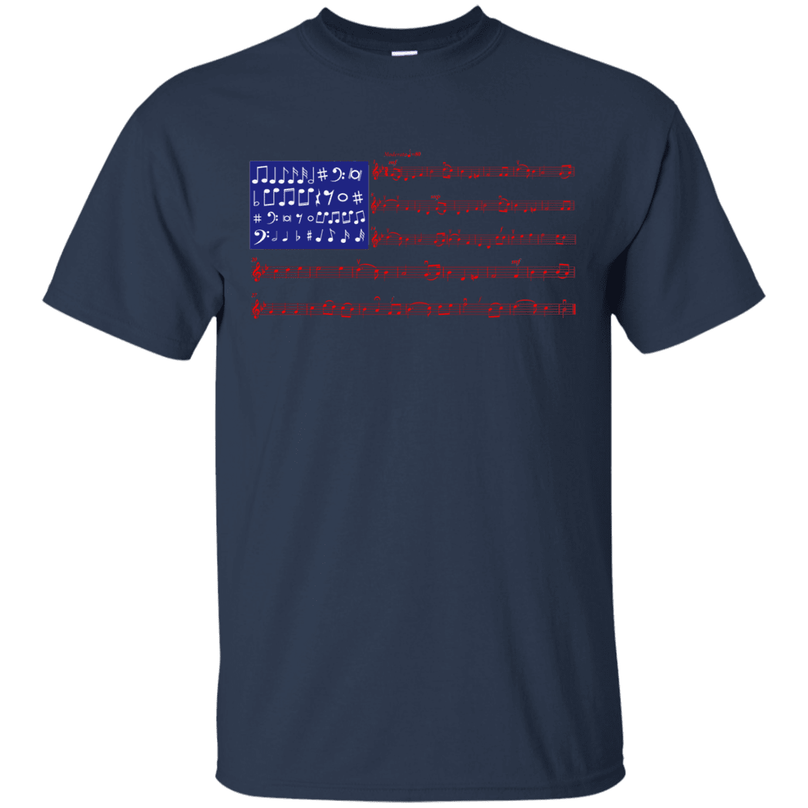 Military T-Shirt "4th Of July Gift Independence Music Note America Flag T-Shirt Men" Front-TShirt-General-Veterans Nation