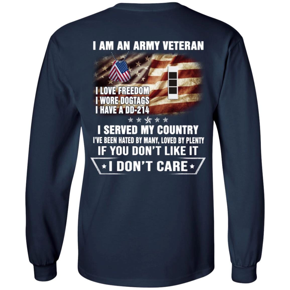 T-Shirt "I Am An Army Veteran" W-3 Chief Warrant Officer 3(CW3)Rank On Back-TShirt-Army-Veterans Nation