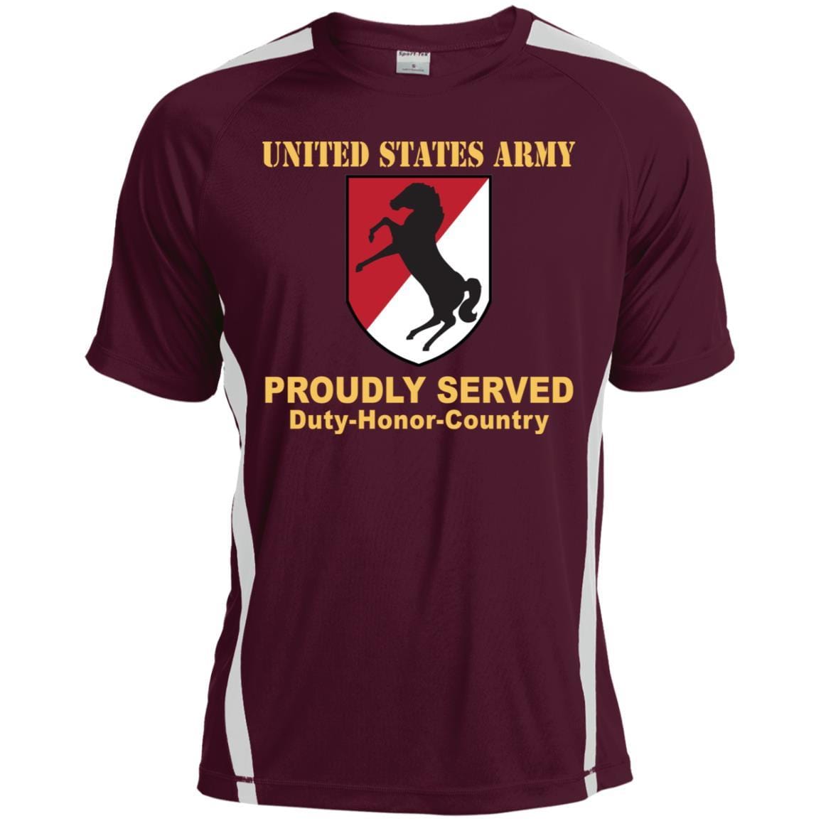 US ARMY 11TH ARMORED CAVALRY REGIMENT- Proudly Served T-Shirt On Front For Men-TShirt-Army-Veterans Nation