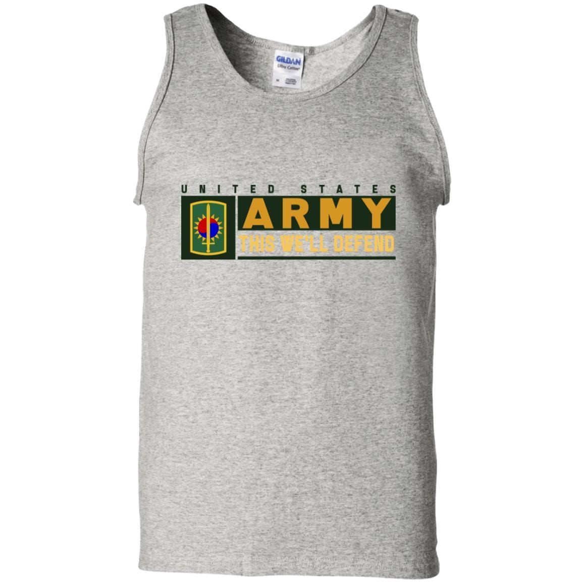 US Army 8TH MILITARY POLICE BRIGADE- This We'll Defend T-Shirt On Front For Men-TShirt-Army-Veterans Nation