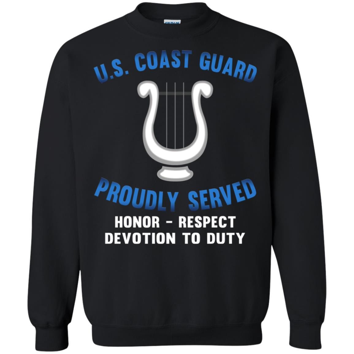 US Coast Guard Musician MU Logo Proudly Served T-Shirt For Men On Front-TShirt-USCG-Veterans Nation