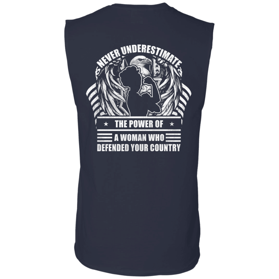 Military T-Shirt "Never Underestimate A Woman Who Defended Your Country Women Back"-TShirt-General-Veterans Nation